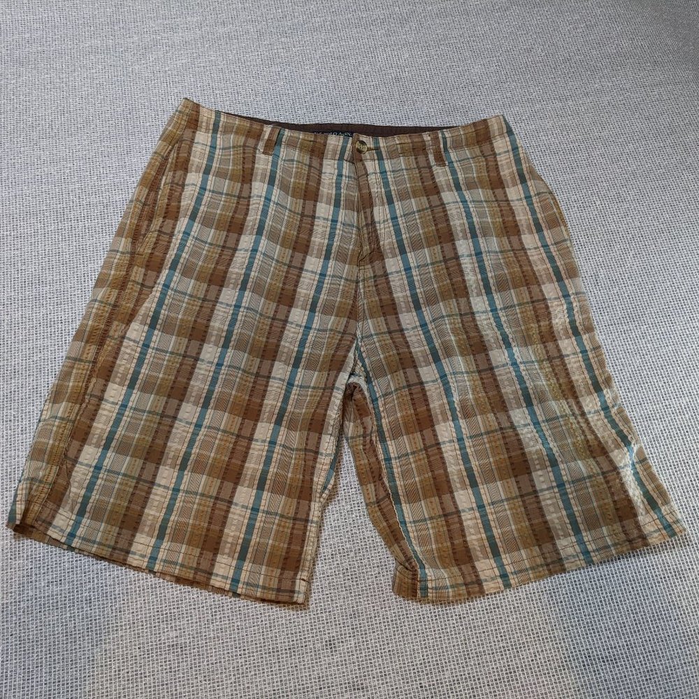 US Polo Assn Men's Shorts Plaid Cotton Hidden Drawstring Waist - size 38